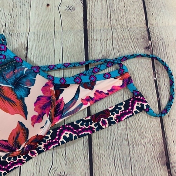 NWOT Multicolored Palm Print Push-up Bikini Top - Picture 9 of 13